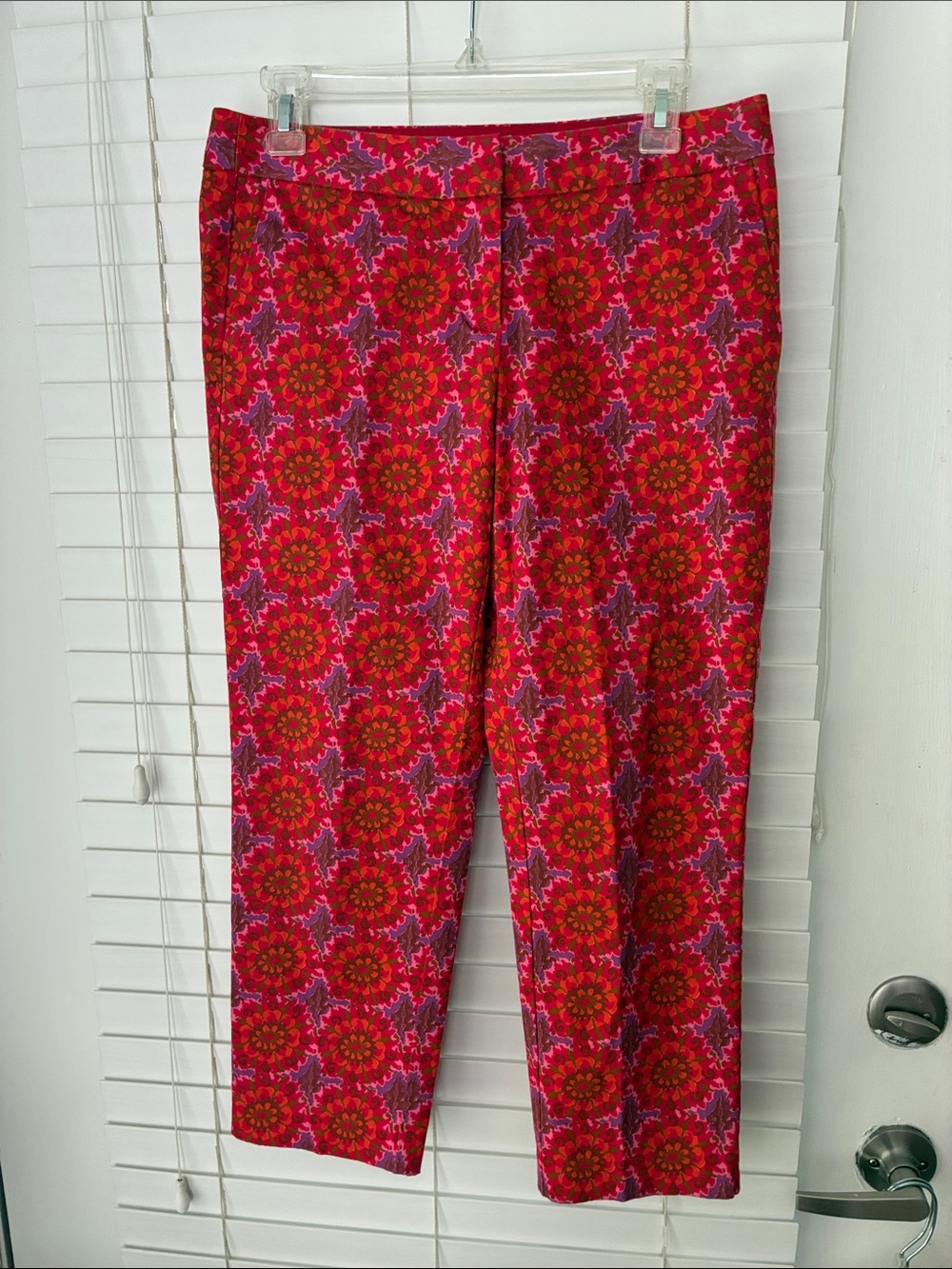 Boden Cropped Pants Net Style Bistro Trousers SZ 6P Red Orange Pink Purple